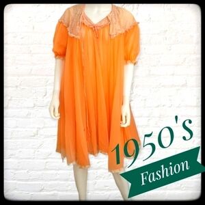 VTG 1950s ROVEL babydoll chiffon lace costume coquette peignor set FLAWED